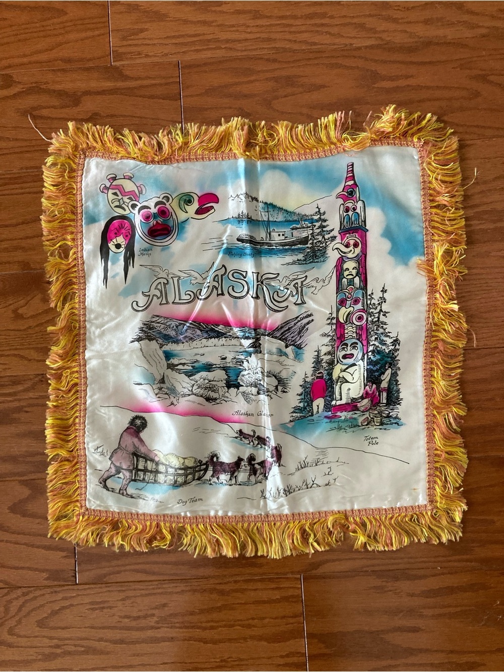 Vintage‎ 1950’s  Satin Souvenir Pillow Case Alaska